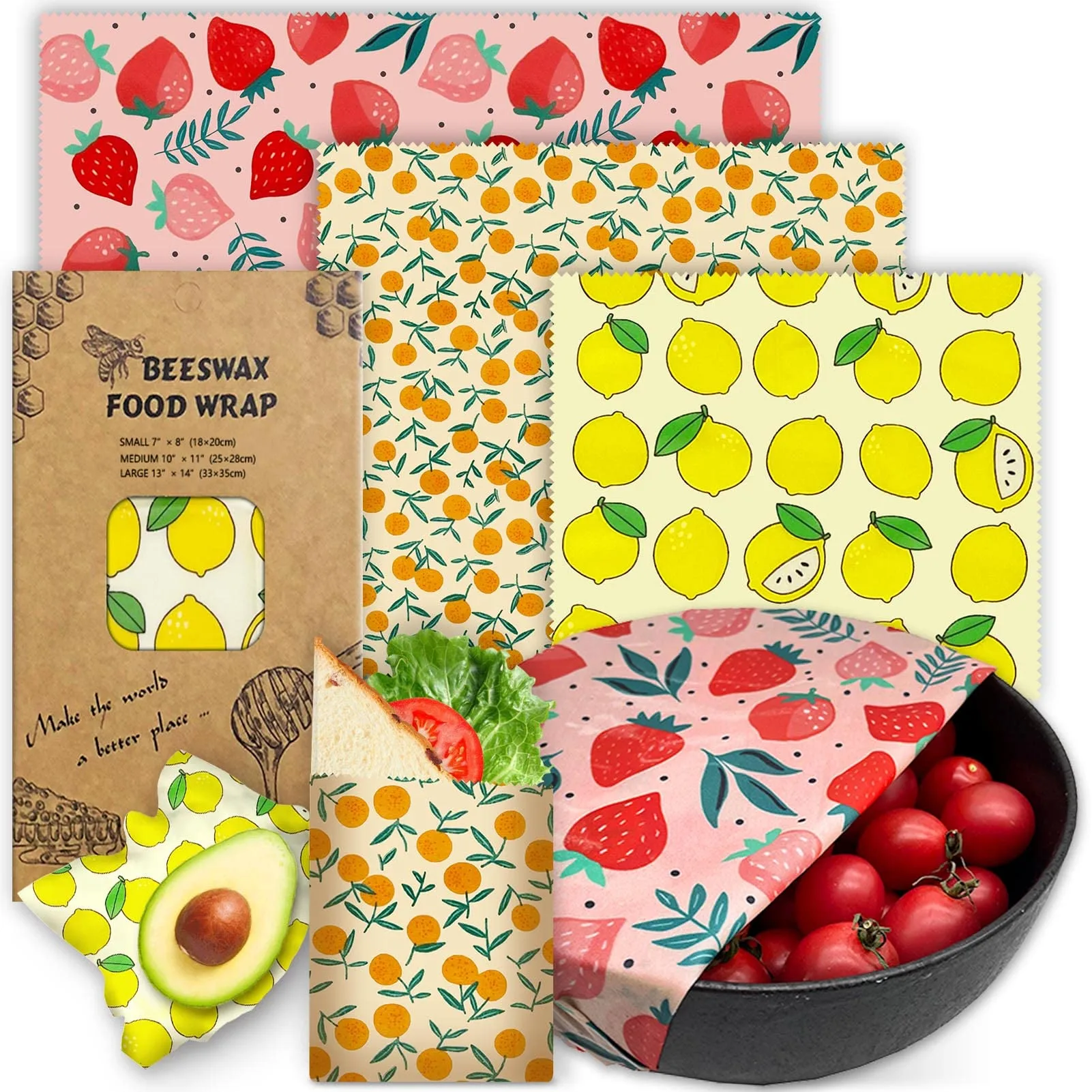 Bee's Wrap Assorted 3-Pack Reusable Beeswax Food Wrap