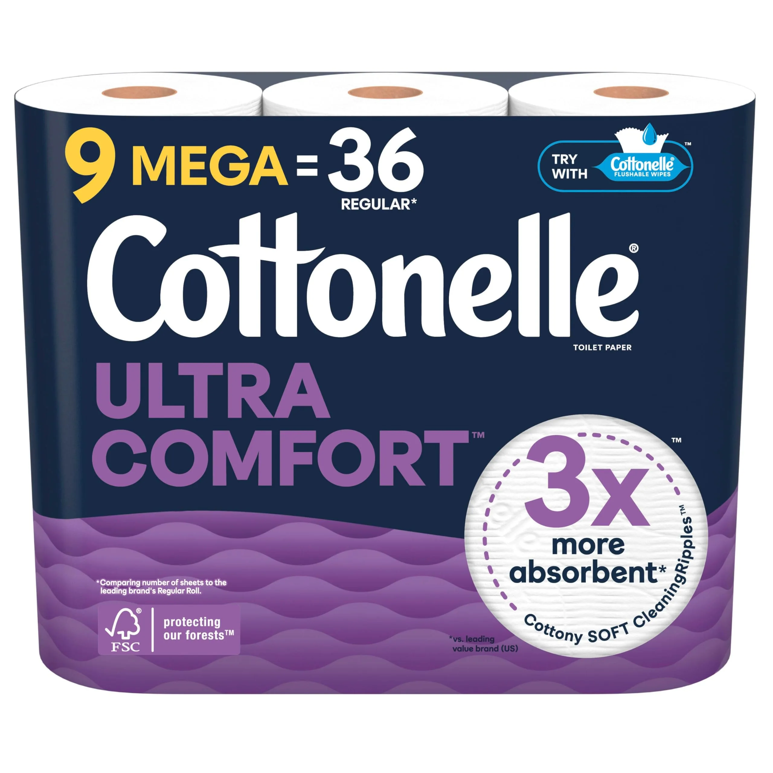 Cottonelle Ultra Clean Comfort Toilet Paper 36 Mega Rolls image 2