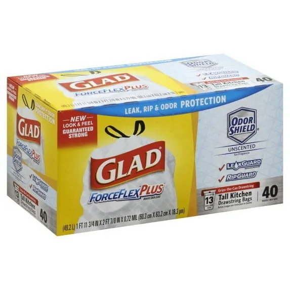 Glad ForceFlex Plus Advanced Protection Trash Bags 13gal 120ct
