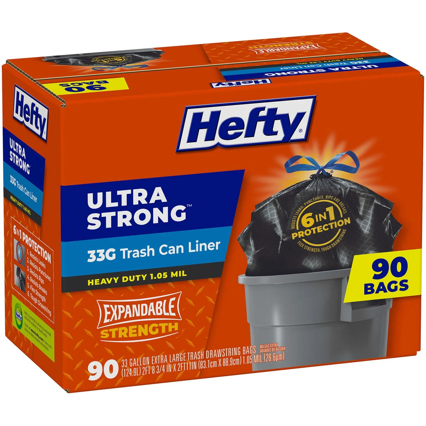 Hefty Ultra Strong Multipurpose Large Trash Bags 33gal 60ct image 2