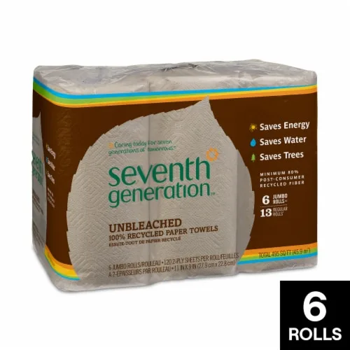 Seventh Generation Unbleached Paper Towels 6 Triple Rolls image 2