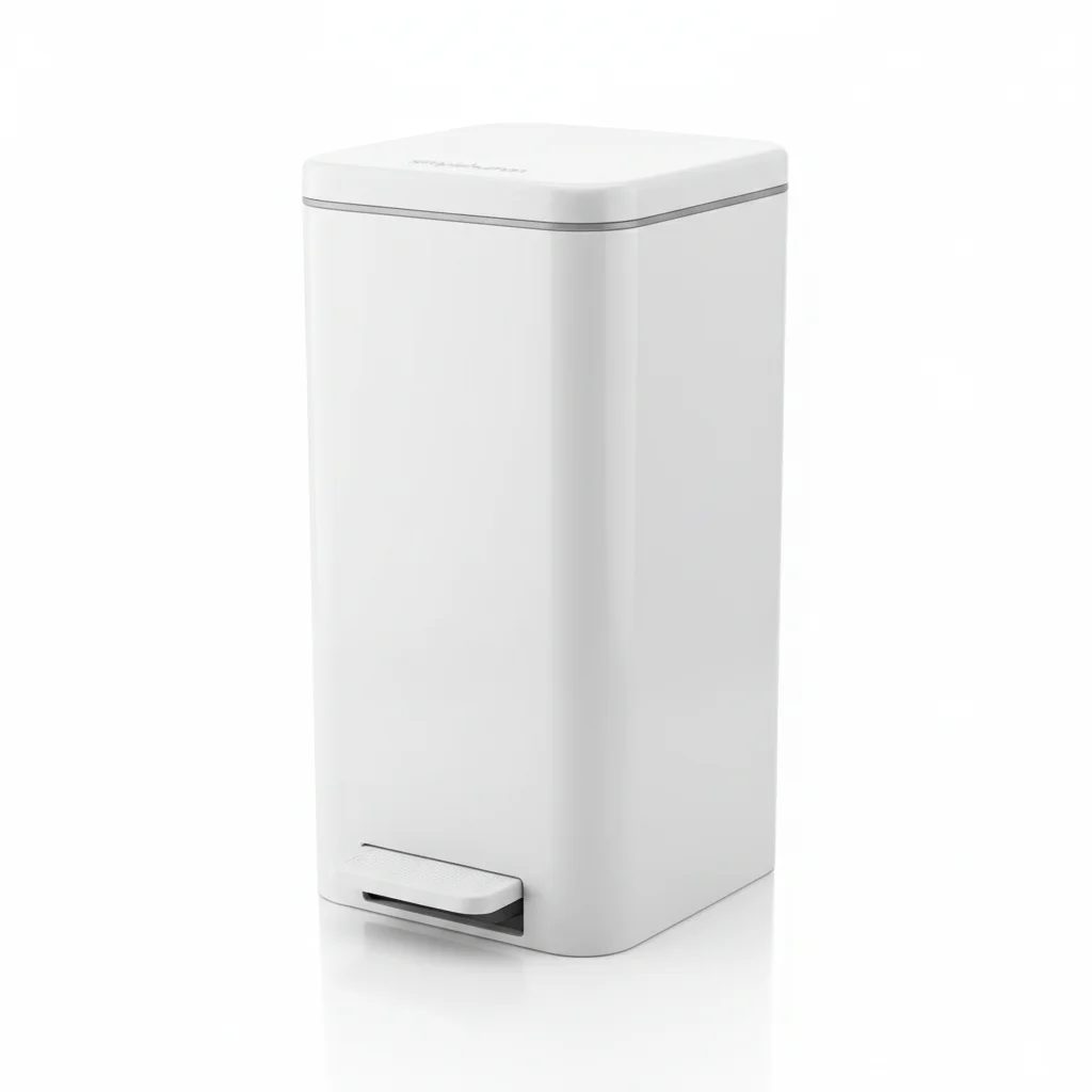 Simplehuman 10L Slim Step Trash Can White Steel image 2